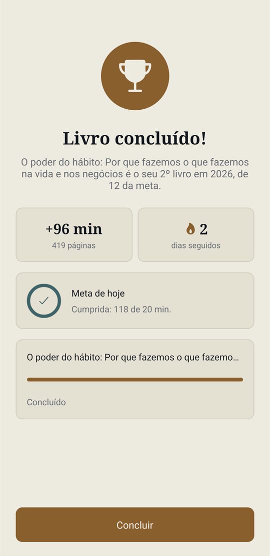 Comemoração ao concluir um livro